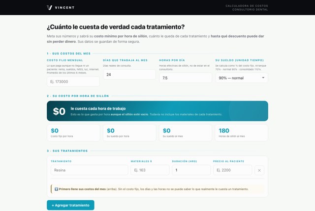 Captura de Calculadora de costos de consultorio
