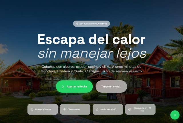 Sitio de Cabañas Madison en San Buenaventura, Coahuila
